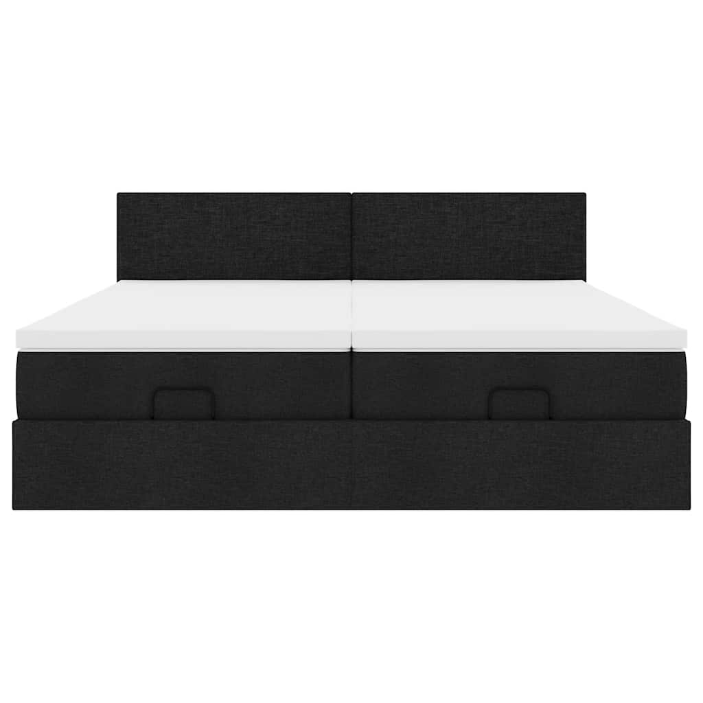 Ottoman bed met matrassen en LED's 160x200cm stof zwart