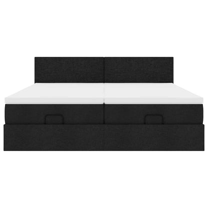 Ottoman bed met matrassen en LED's 160x200cm stof zwart