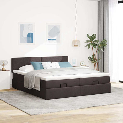 Ottoman bed met matrassen en LED's 160x200cm stof donkerbruin