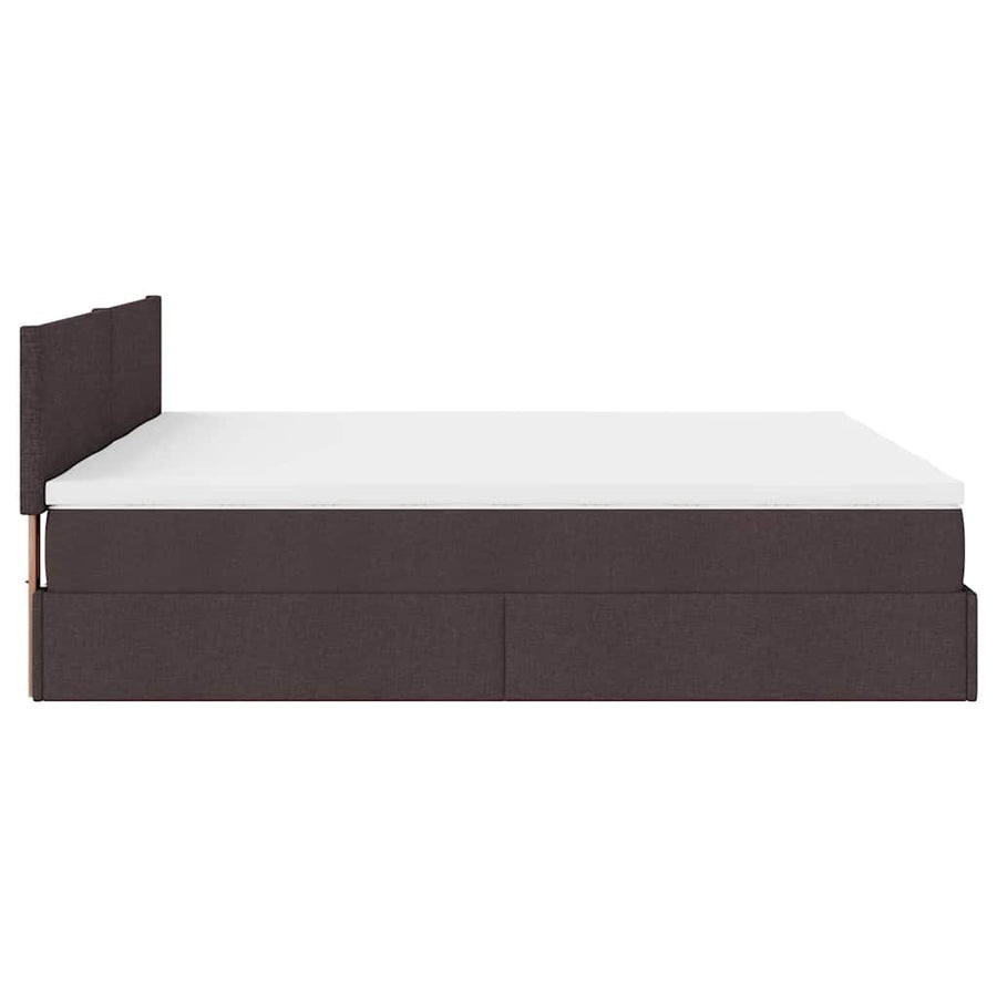 Ottoman bed met matrassen en LED's 160x200cm stof donkerbruin