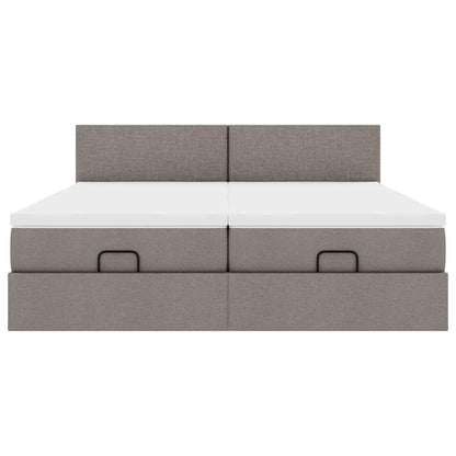 Ottoman bed met matrassen en LED's 160x200cm stof taupe