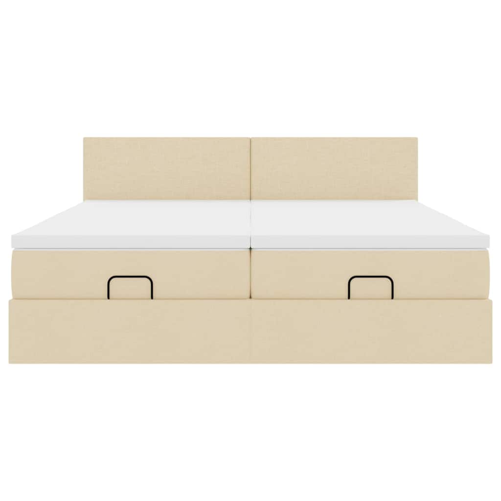 Ottoman bed met matrassen en LED's 160x200cm stof crèmekleurig
