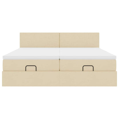 Ottoman bed met matrassen en LED's 160x200cm stof crèmekleurig