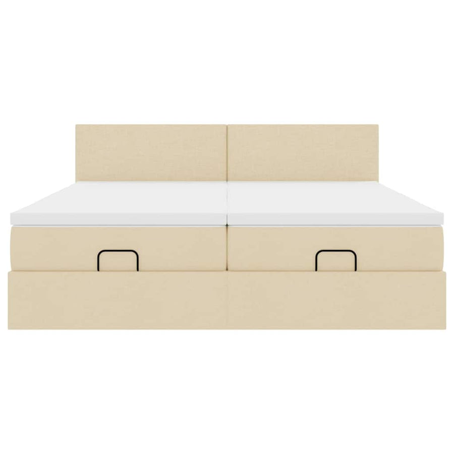 Ottoman bed met matrassen en LED's 160x200cm stof crèmekleurig