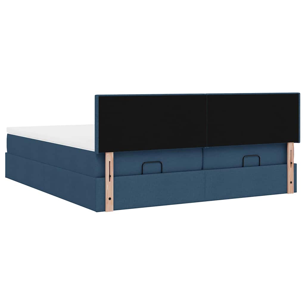 Ottoman bed met matrassen en LED's 160x200cm stof blauw