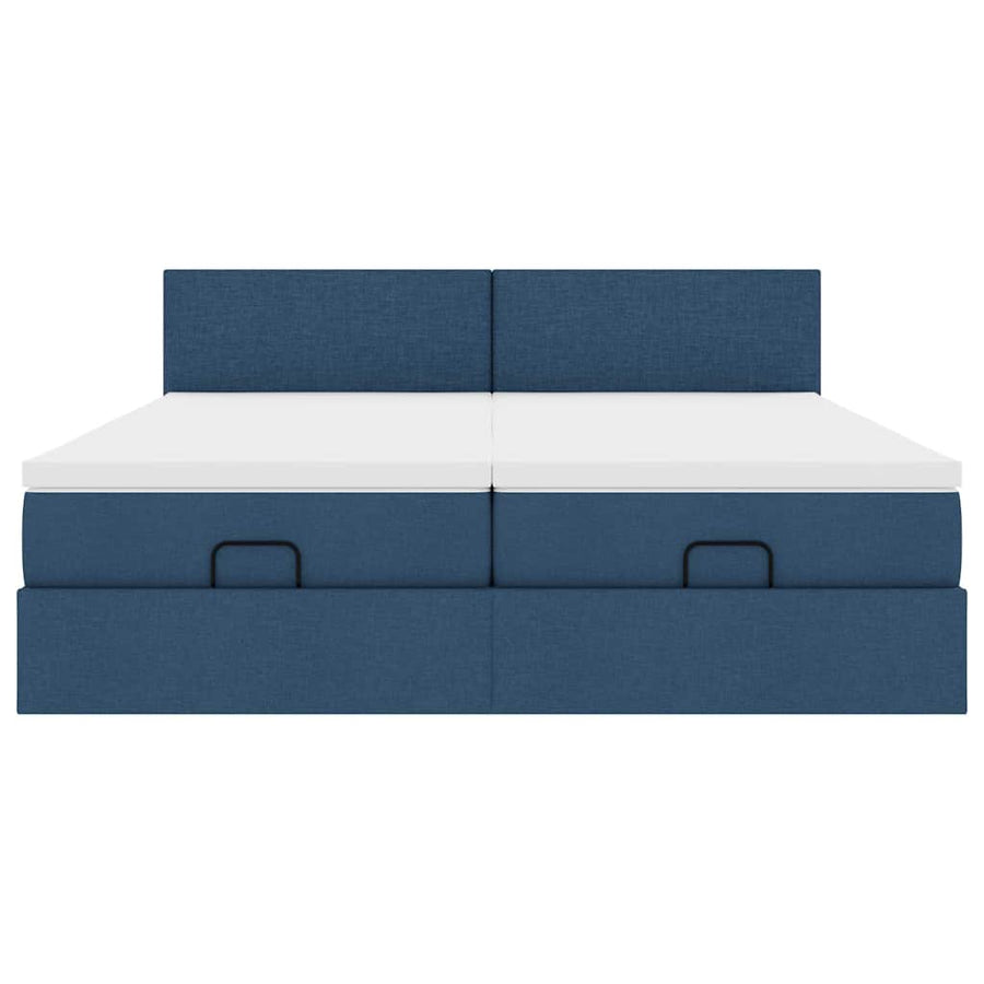 Ottoman bed met matrassen en LED's 160x200cm stof blauw
