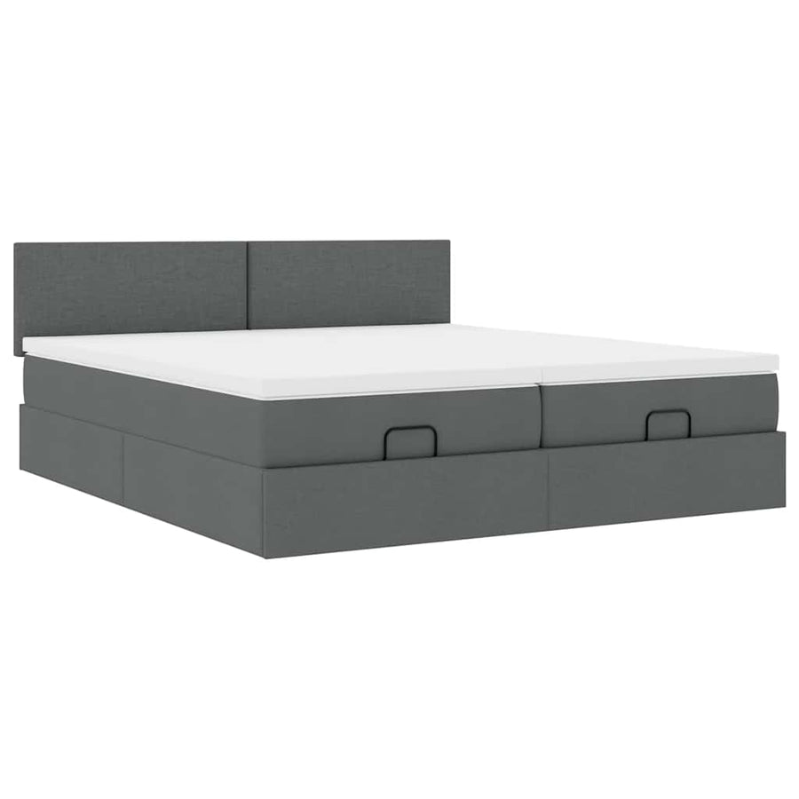 Ottoman bed met matrassen en LED's 180x200cm stof donkergrijs