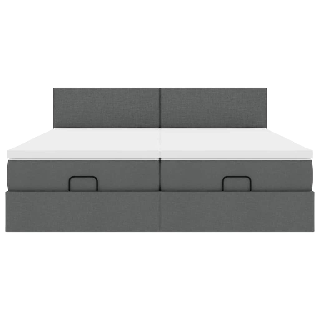 Ottoman bed met matrassen en LED's 180x200cm stof donkergrijs