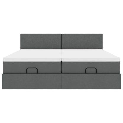 Ottoman bed met matrassen en LED's 180x200cm stof donkergrijs