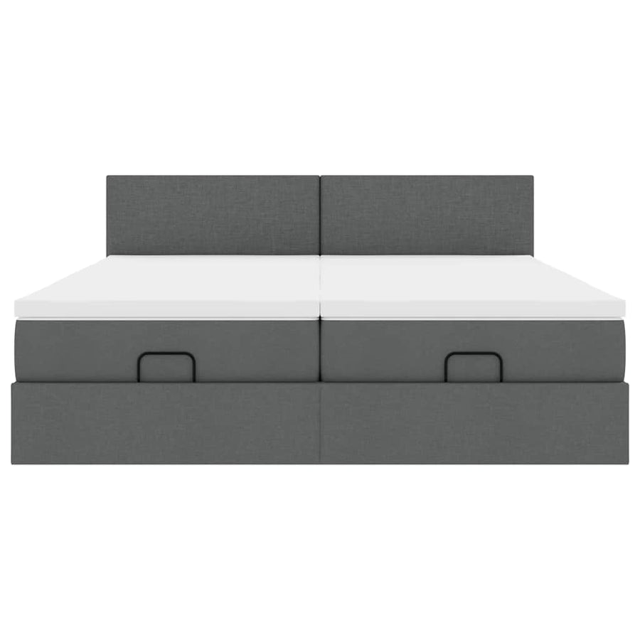 Ottoman bed met matrassen en LED's 180x200cm stof donkergrijs