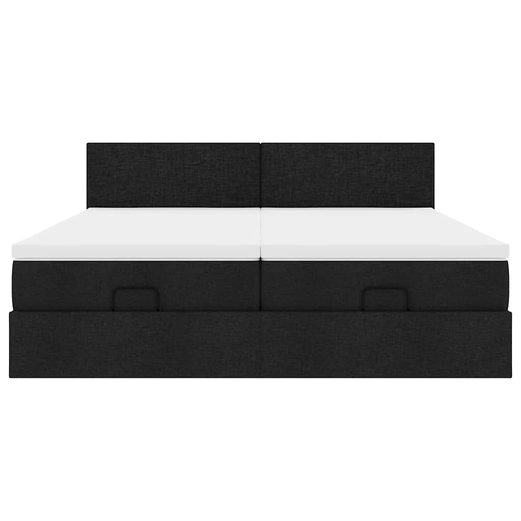 Ottoman bed met matrassen en LED's 180x200cm stof zwart