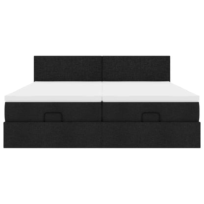 Ottoman bed met matrassen en LED's 180x200cm stof zwart