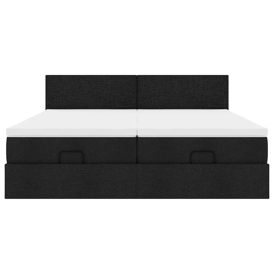 Ottoman bed met matrassen en LED's 180x200cm stof zwart