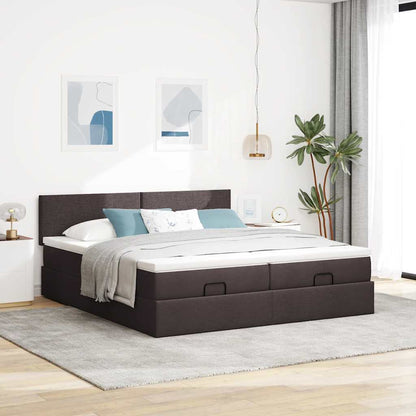 Ottoman bed met matrassen en LED's 180x200cm stof donkerbruin