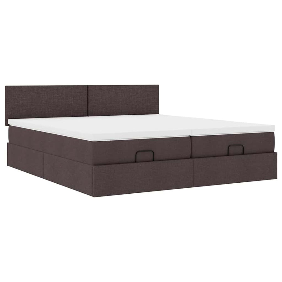 Ottoman bed met matrassen en LED's 180x200cm stof donkerbruin
