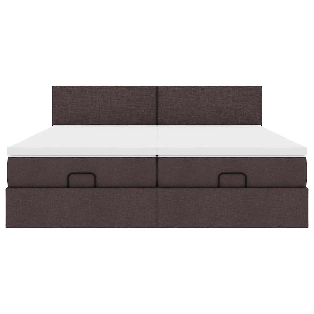 Ottoman bed met matrassen en LED's 180x200cm stof donkerbruin
