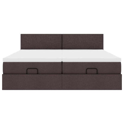 Ottoman bed met matrassen en LED's 180x200cm stof donkerbruin