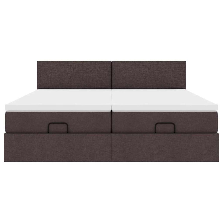 Ottoman bed met matrassen en LED's 180x200cm stof donkerbruin