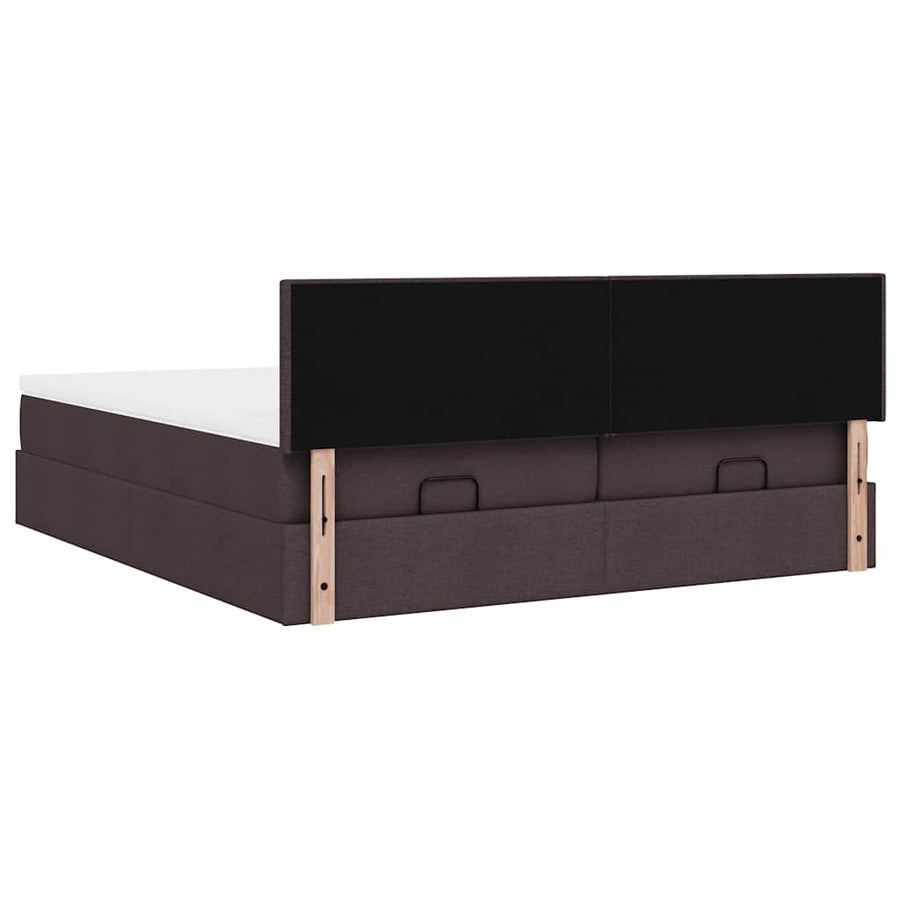 Ottoman bed met matrassen en LED's 180x200cm stof donkerbruin
