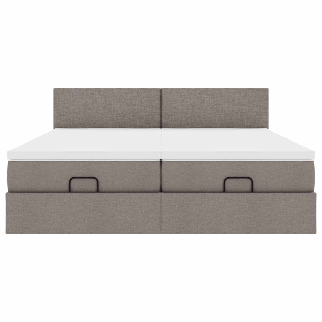 Ottoman bed met matrassen en LED's 180x200cm stof taupe