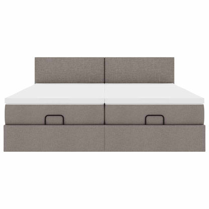 Ottoman bed met matrassen en LED's 180x200cm stof taupe