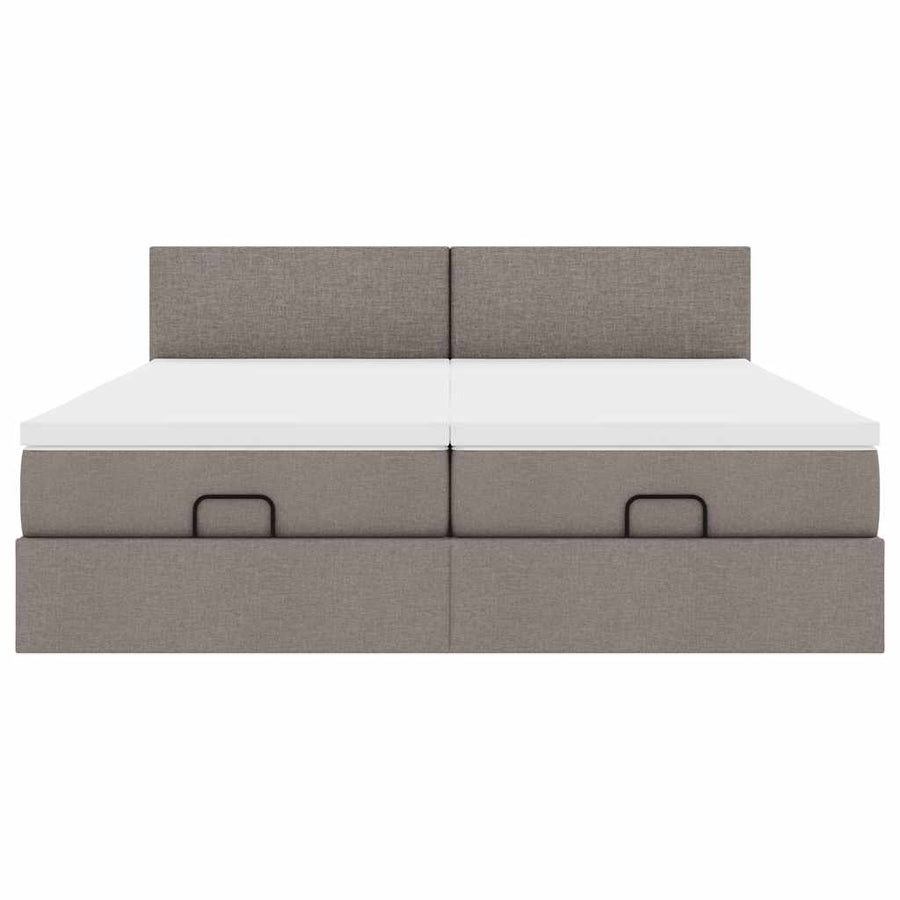 Ottoman bed met matrassen en LED's 180x200cm stof taupe