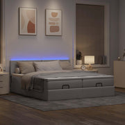 Ottomaans bed 180x200 cm taupe met opbergruimte en LED
