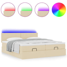 Ottoman bed met matrassen en LED's 180x200cm stof crèmekleurig