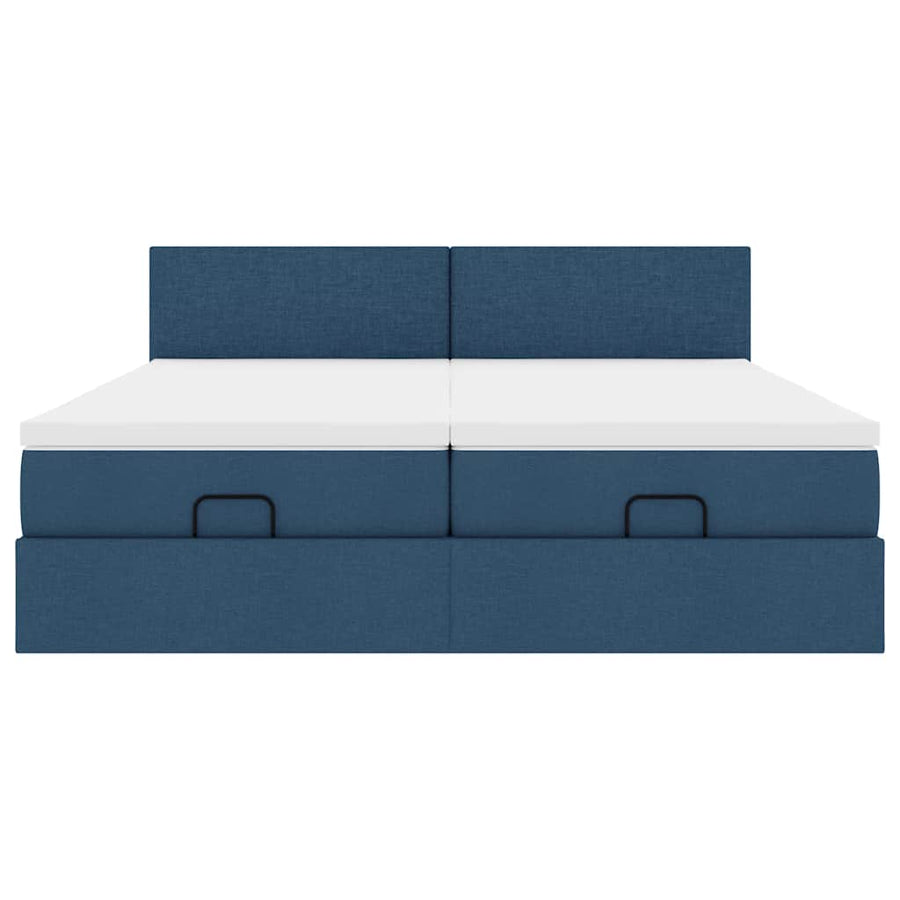 Ottoman bed met matrassen en LED's 180x200cm stof blauw