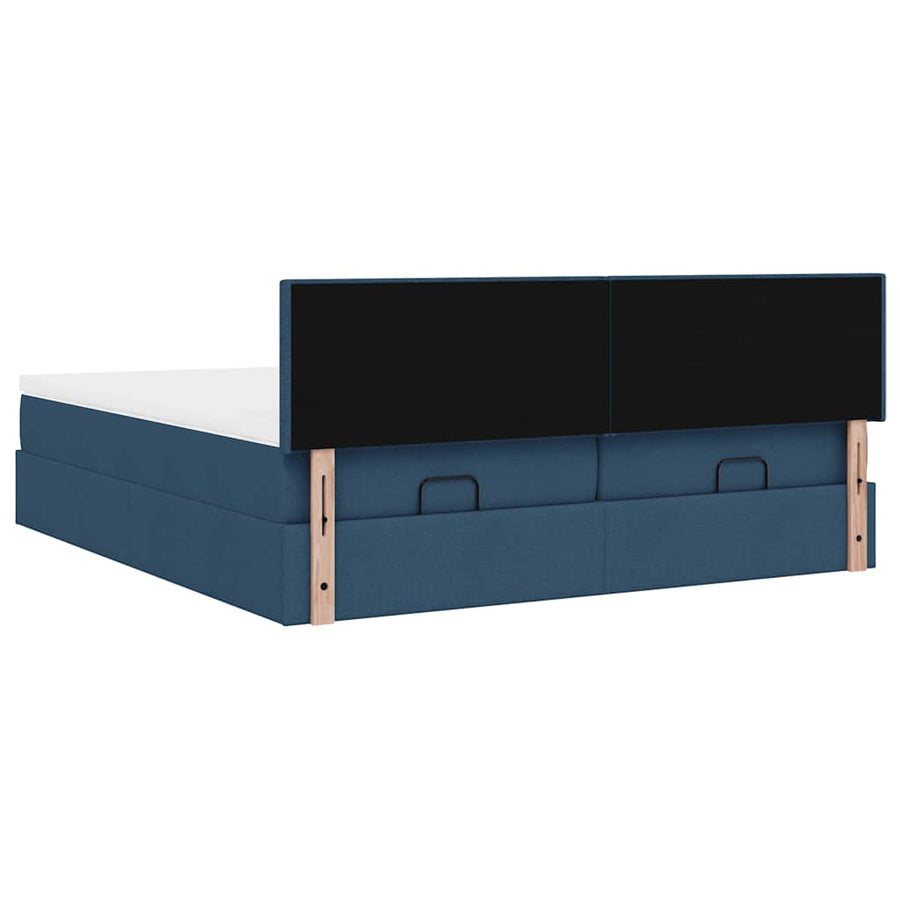 Ottoman bed met matrassen en LED's 180x200cm stof blauw