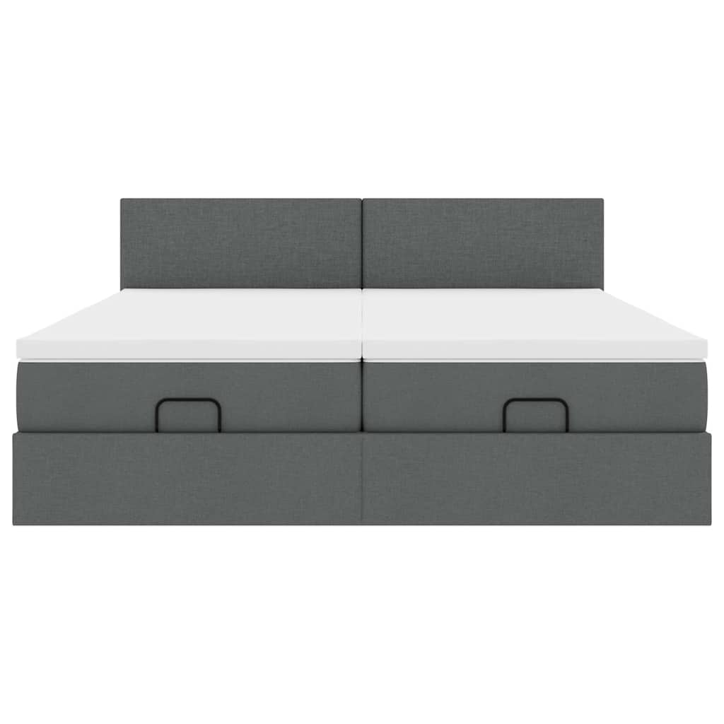 Ottoman bed met matrassen en LED's 200x200cm stof donkergrijs