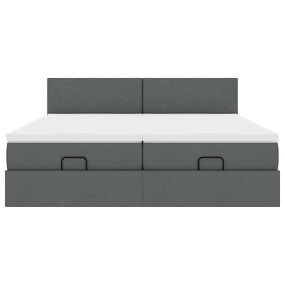 Ottoman bed met matrassen en LED's 200x200cm stof donkergrijs