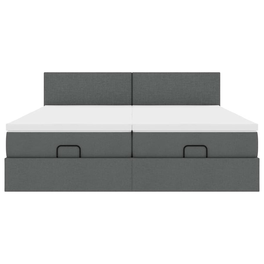 Ottoman bed met matrassen en LED's 200x200cm stof donkergrijs