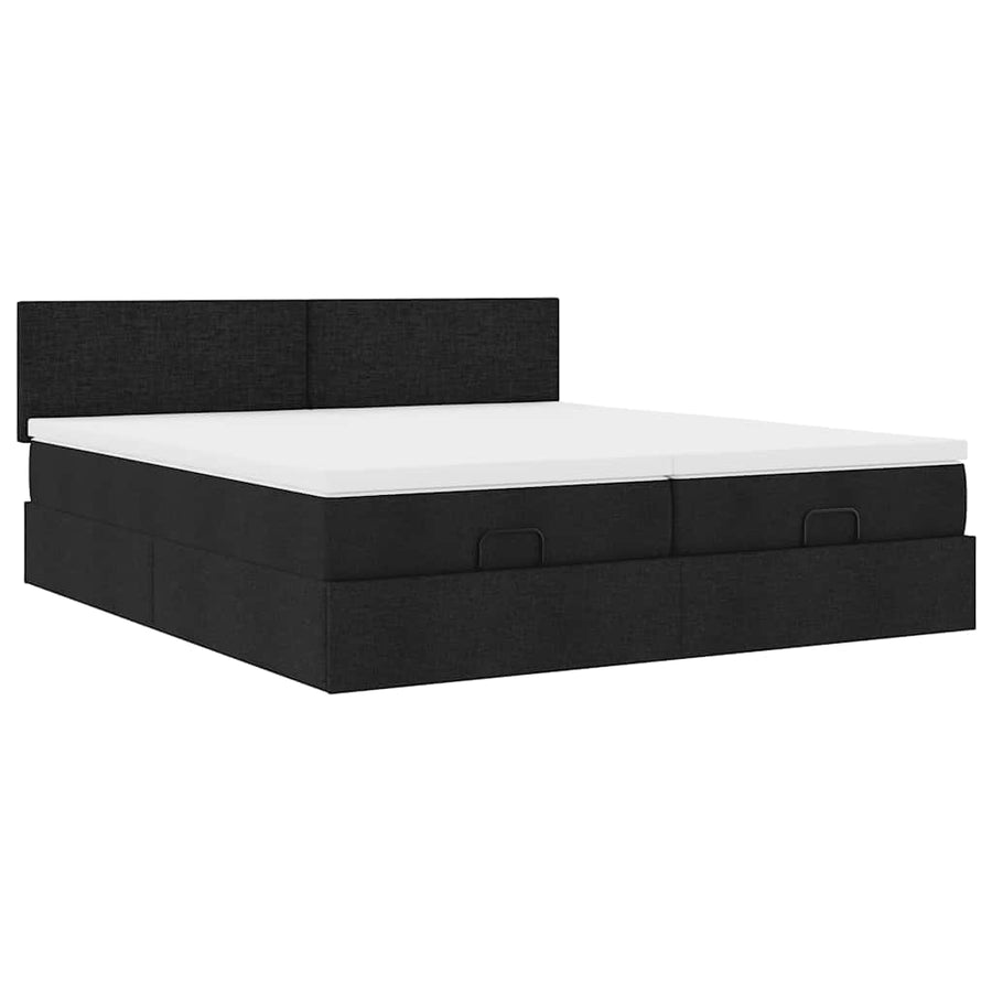 Ottoman bed met matrassen en LED's 200x200cm stof zwart