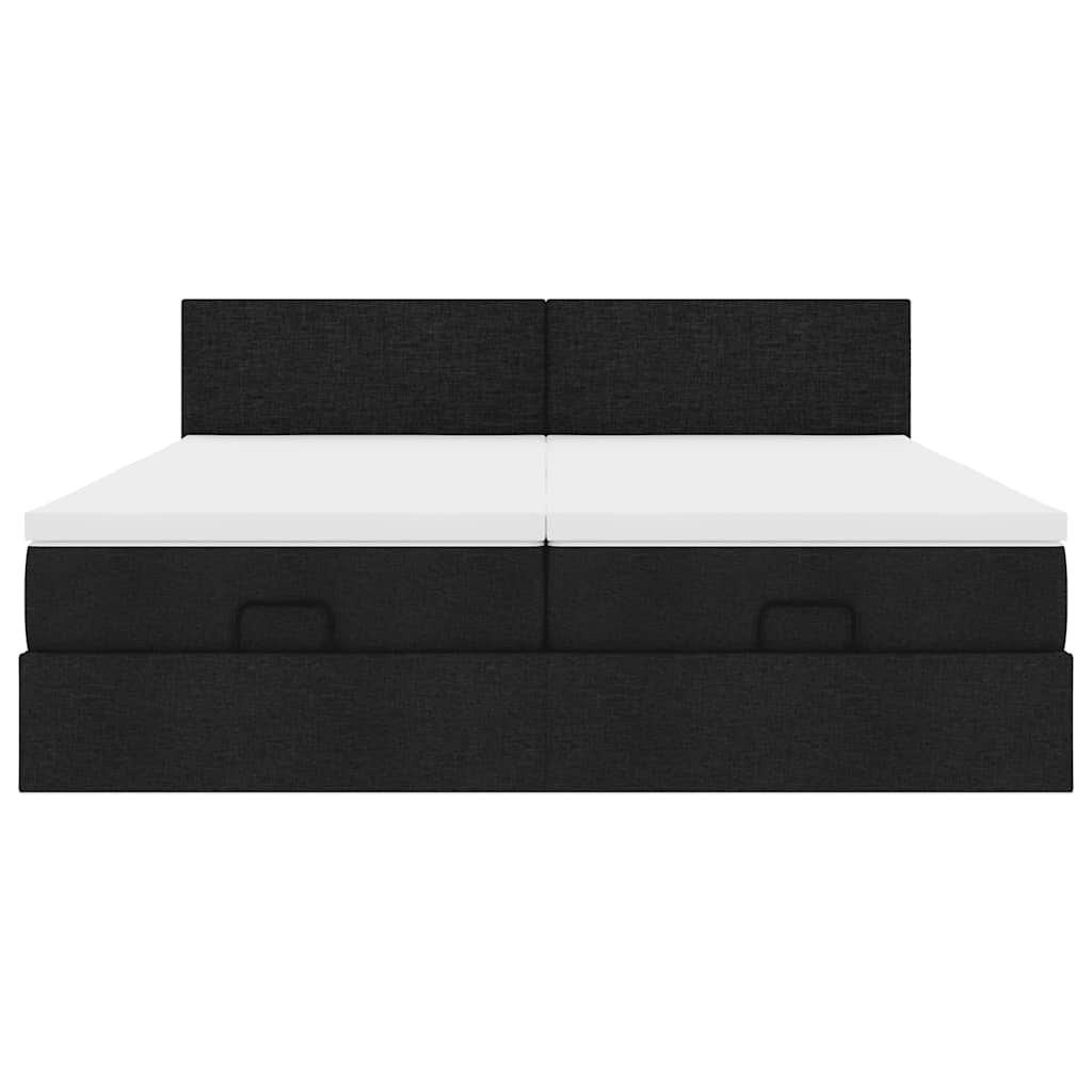 Ottoman bed met matrassen en LED's 200x200cm stof zwart