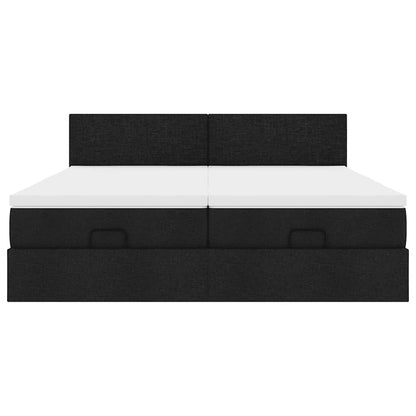 Ottoman bed met matrassen en LED's 200x200cm stof zwart