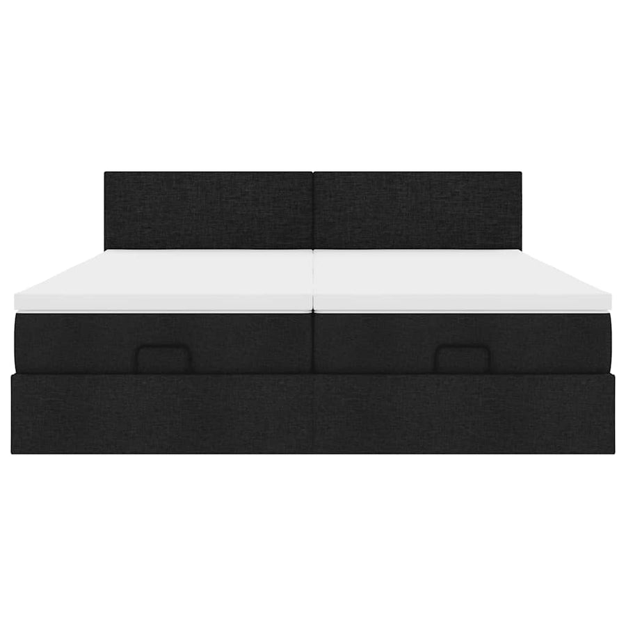 Ottoman bed met matrassen en LED's 200x200cm stof zwart