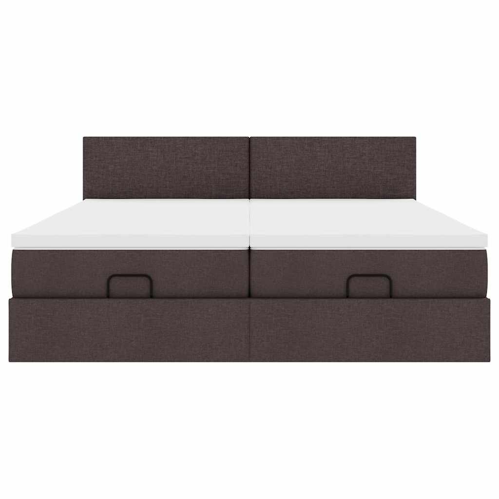 Ottoman bed met matrassen en LED's 200x200cm stof donkerbruin