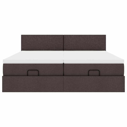 Ottoman bed met matrassen en LED's 200x200cm stof donkerbruin