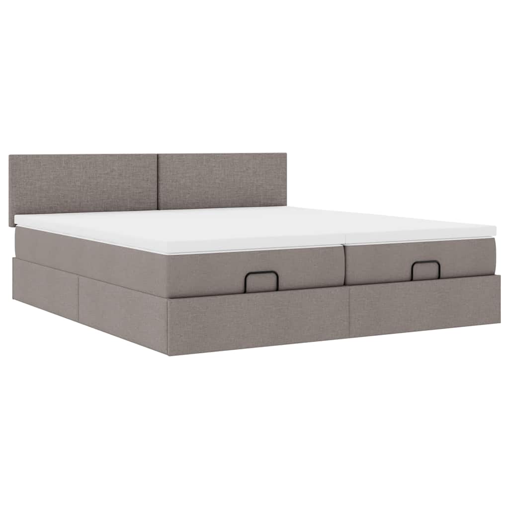 Ottoman bed met matrassen en LED's 200x200cm stof taupe