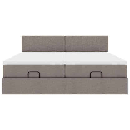 Ottoman bed met matrassen en LED's 200x200cm stof taupe