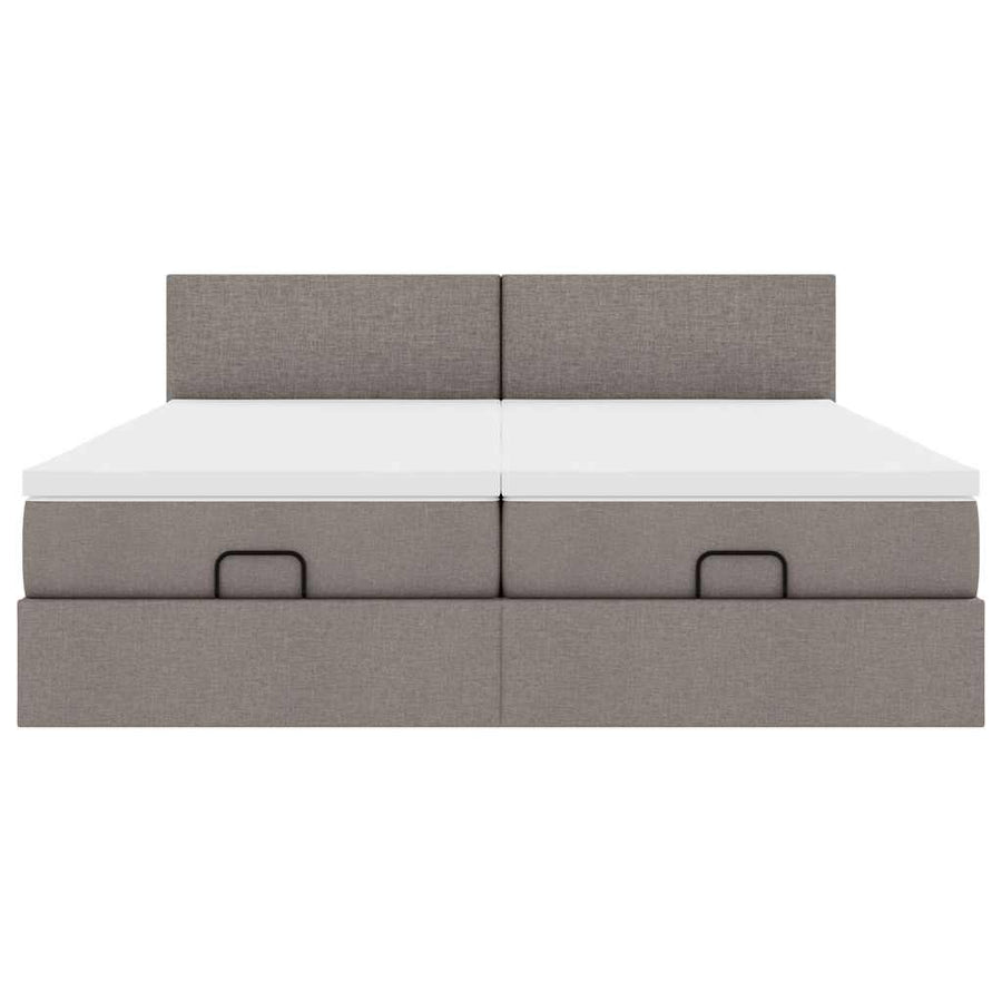 Ottoman bed met matrassen en LED's 200x200cm stof taupe