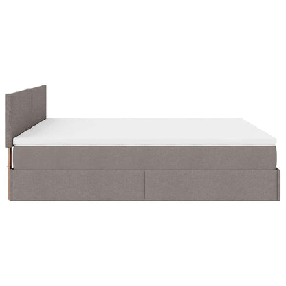Ottoman bed met matrassen en LED's 200x200cm stof taupe