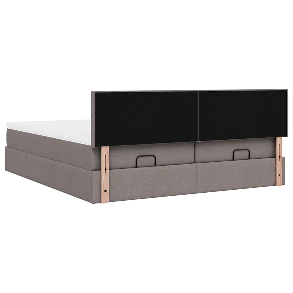 Ottoman bed met matrassen en LED's 200x200cm stof taupe