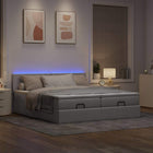Ottomaans bed 200x200 cm stof taupe met opbergruimte en LED