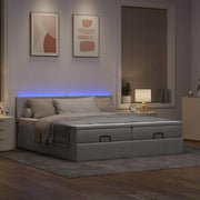 Ottomaans bed 200x200 cm stof taupe met opbergruimte en LED