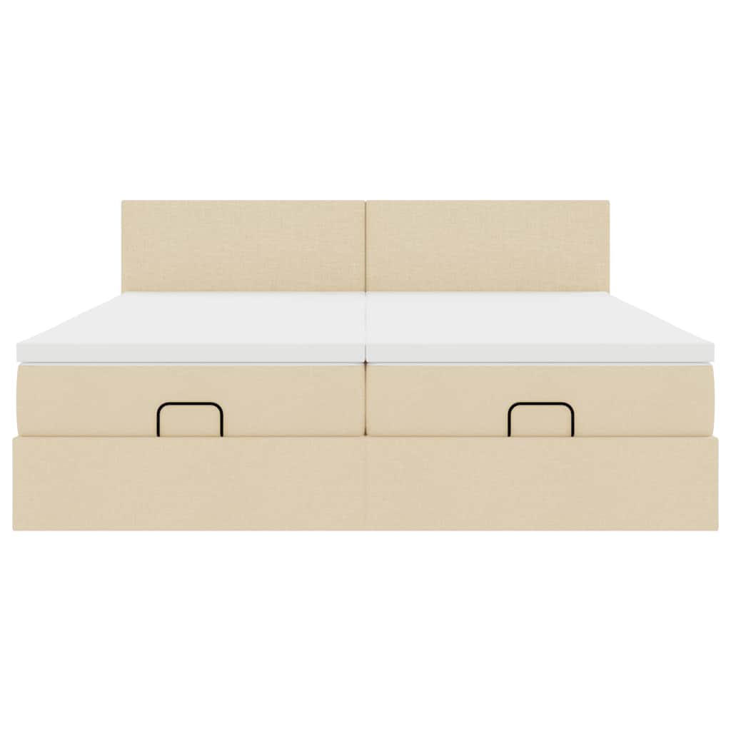 Ottoman bed met matrassen en LED's 200x200cm stof crèmekleurig