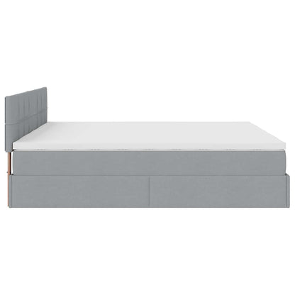 Ottoman bed met matrassen en LED's 160x200cm stof lichtgrijs