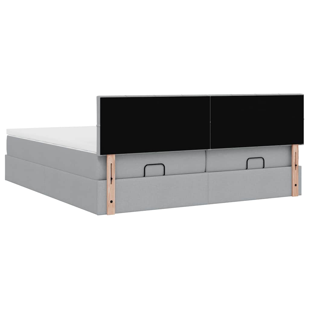 Ottoman bed met matrassen en LED's 160x200cm stof lichtgrijs