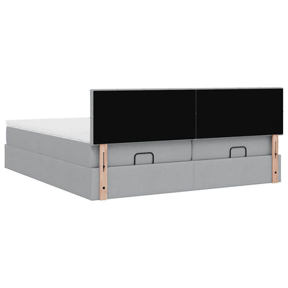 Ottoman bed met matrassen en LED's 160x200cm stof lichtgrijs